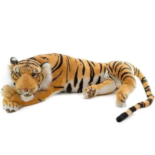 BRUBAKER Tigre Peluche 60 cm - Couché Marron