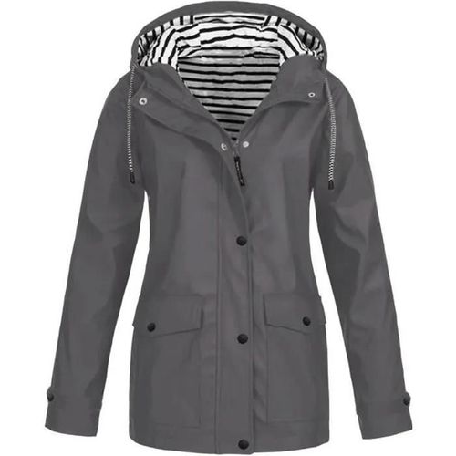 Veste De Pluie Solide Pour Femmes En Plein Air, Grande Taille Imperméable À Capuche Imperméable Coupe-Vent Gris Comforca®