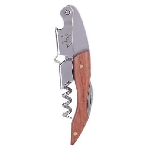 Ouvre-bouteille de bière de cuisine multifonction Tire-bouchon de vin rouge Ouvre-bouteille avec couteau Manche en bois