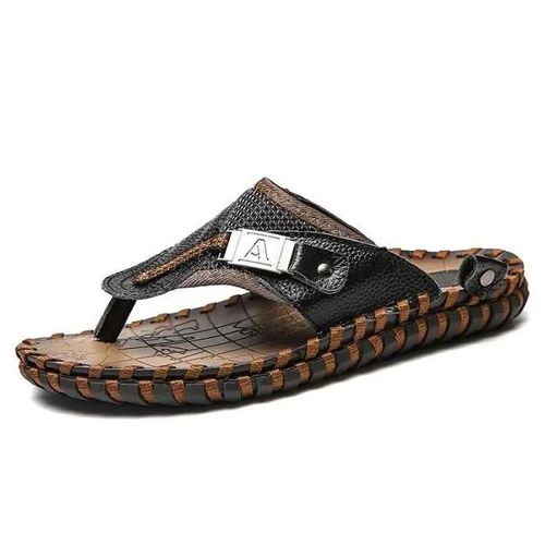 Tongs Homme En Cuir Antidérapantes - Confortables Pour Piscine Et Plage