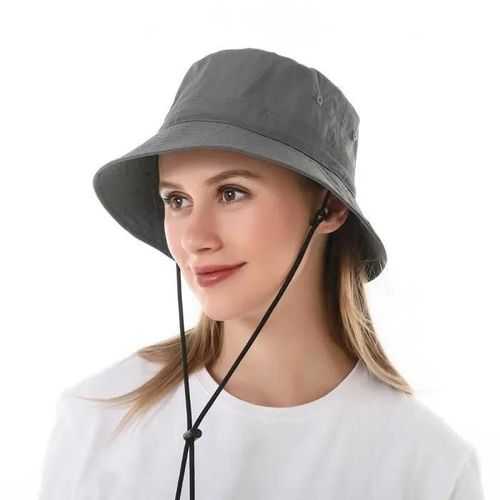 Chapeau De Pêcheur Femme - Marque - Gris Foncé - Anti-Uv - Pliable - Respirant