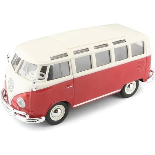 Voiture miniature - MAISTO - Volkswagen T1 Combi Samba M31956 - En métal - Rouge à l\'échelle 1/25ème
