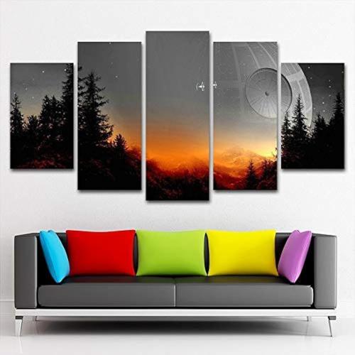 Toile modulaire PictureWall Art Star Wars Arbre Death Star Peinture Salon Impressions Affiche de film Décor à la maison xin xin xin 50 x 25 cm. (sans cadre)