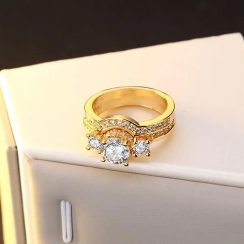 Bague Fashion Bague De Mariage Pour Femme En Plaqué Or Jaune 18k 2pcs Bagues,Taille 62