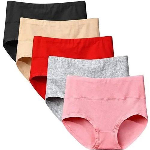 Culotte Femme Coton Stretch Slips Taille Haute Ventre Plat Sous-Vêtements Doux Culotte Gainante Lot De 5