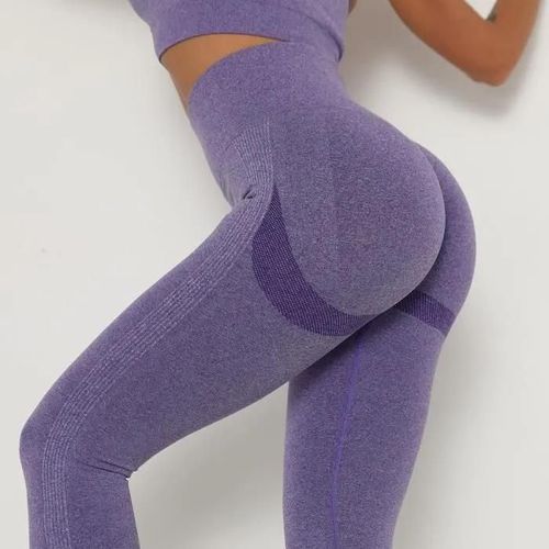 Legging Femme Taille Haute Pleine Longueur Contrôle Du Ventre Extensible Panneau Élastique Pantalon Dames Gym Fitness Yoga Violet