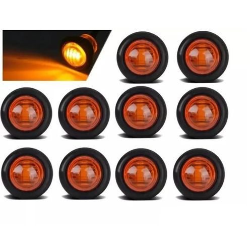 10 Mini Feux de Gabarit Bouton LED 24V Orange Feux Latéraux Rond 3/4 pouces Pour Camion Remorque Tracteur