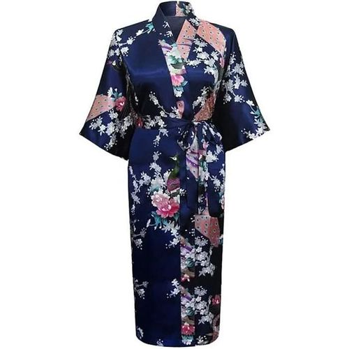 Honofash Kimono Japonais En Satin 1-2 Manches Luxueux Et Sexy Femme