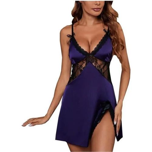 Nuisette - Sasaquoy - Sling Jarretelles Dentelle Col V - Femme - Polyester Violet