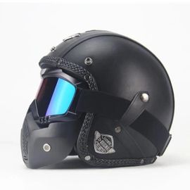 Casque Moto Casque Vintage Casque Harley Lunettes Vintage Casque Moto De La Personnalité Quatre Saisons Mode Sécuritaire-Noir Noir