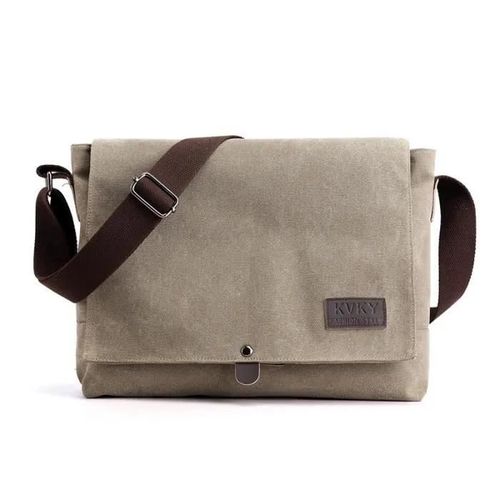Sacoche Homme en Toile - INSFITY - Kaki - Bandoulière - 33x8x28cm