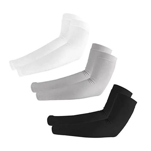 3 Paires Manchettes De Bras, Manche De Sport De Compression Unisexe Soie Glacé Manche De Protection Solaire Élastique Respirant