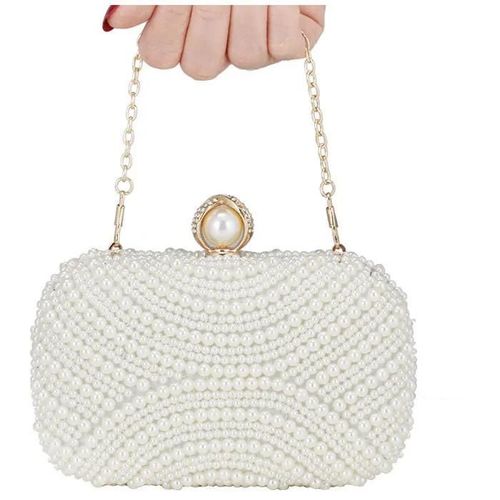 Pochette en perles pour femmes, sac de soirée, sac à main en perles artificielles, bourse de mariée avec chaîne pour fête de