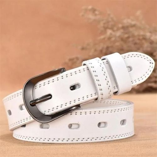 Ceinture Femme - Cw¿ - Cuir Vintage Ajouré - Blanc