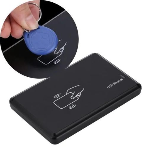 Fihero Lecteur de carte RFID et graveur d\'identité USB 125khz et copieur / duplicateur avec clé d\'identification 5pcs