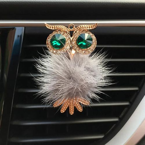 Graydésodorisant De Voiture En Fourrure De Diamant Hibou,Sortie Automatique,Clip De Parfum,Diffuseur D'arôme Scintillant,Accessoires De Voiture,Décoration Intérieure,Cadeaux