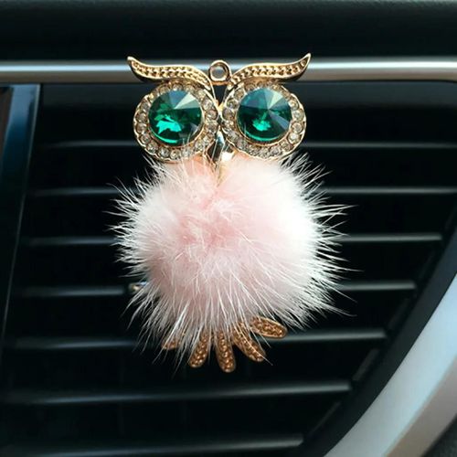 Pinkdésodorisant De Voiture En Fourrure De Diamant Hibou,Sortie Automatique,Clip De Parfum,Diffuseur D'arôme Scintillant,Accessoires De Voiture,Décoration Intérieure,Cadeaux