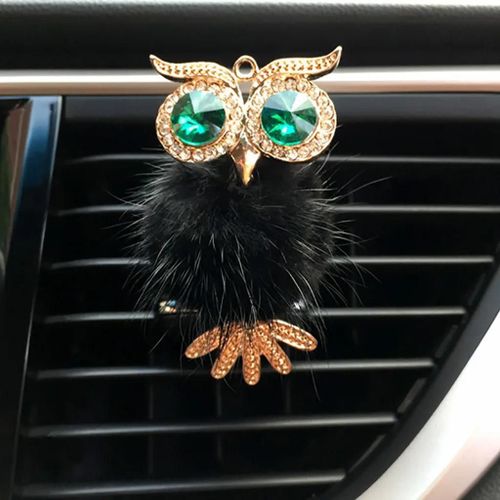 Blackdésodorisant De Voiture En Fourrure De Diamant Hibou,Sortie Automatique,Clip De Parfum,Diffuseur D'arôme Scintillant,Accessoires De Voiture,Décoration Intérieure,Cadeaux