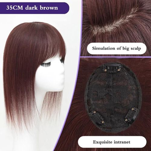 Perruque Synthétique Lisse À Clipser Avec Frange Pour Femme,Postiche Noire De Haute Qualité