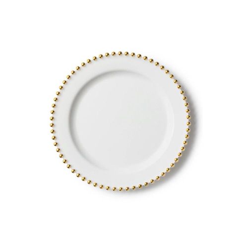 10 Assiettes Réutilisables Perles Dorées 19cm
