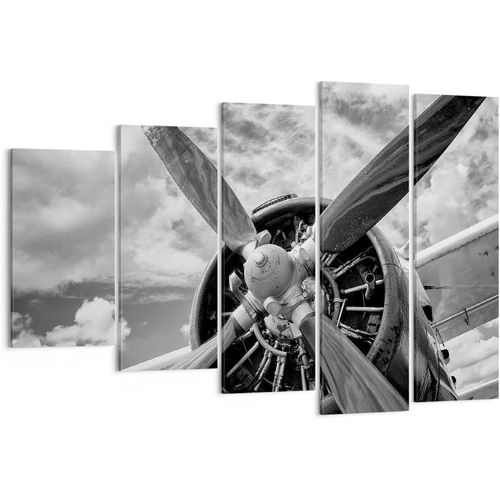Impression sur toile murale avec hélice d'avion et avion - Impressions artistiques pour décoration de la maison, salon, chambre à coucher 50 x 25 cm. (sans cadre)