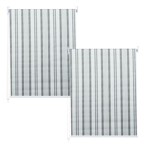 Lot De 2 Stores À Enroulement Hwc-D52, Store À Enroulement Latéral, 120x230cm Protection Solaire Opaque   Gris/Blanc