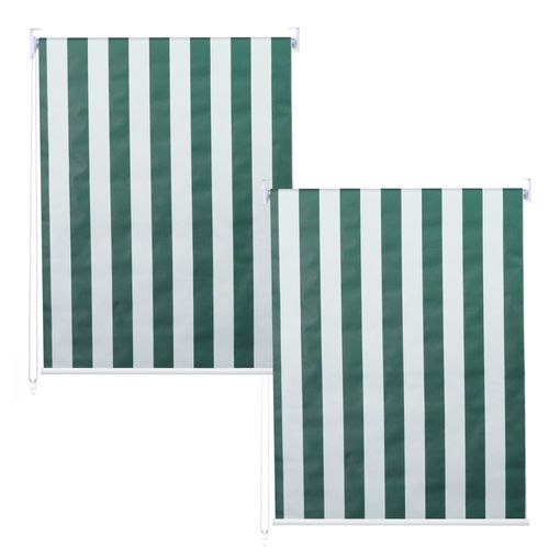 Lot De 2 Stores À Enroulement Hwc-D52, Store À Enroulement Latéral, 120x230cm Protection Solaire Opaque   Vert/Blanc