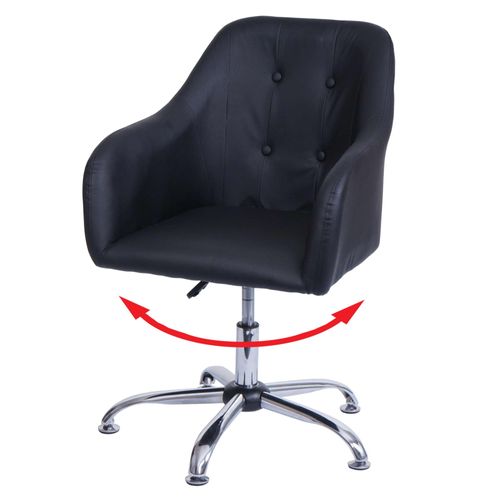 Chaise De Salle À Manger Hwc-L92, Chaise De Cuisine Avec Accoudoirs, Pivotante Réglable En Hauteur Métal   Similicuir Noir