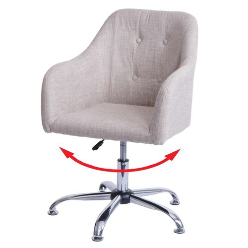 Chaise De Salle À Manger Hwc-L92, Chaise De Cuisine Avec Accoudoirs, Pivotante Réglable En Hauteur Métal   Textile Crème