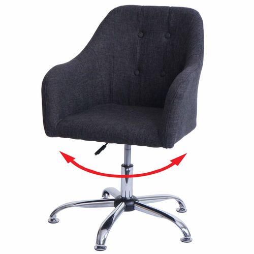 Chaise De Salle À Manger Hwc-L92, Chaise De Cuisine Avec Accoudoirs, Pivotante Réglable En Hauteur Métal   Tissu/Textile Gris Foncé