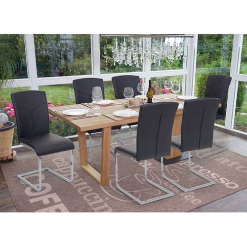 Lot De 6 Chaises De Salle À Manger Hwc-F36, Chaise De Cuisine À Piétement Luge, Chaise De Conférence   Similicuir, Noir