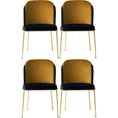 Chaise En Velours Et Métal Dore (Lot De 4)