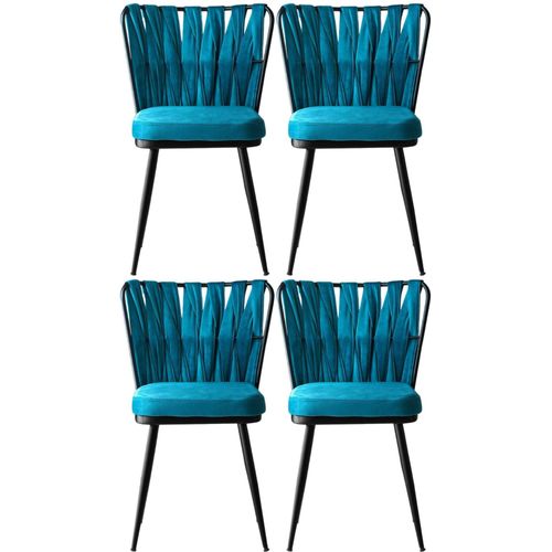 Chaise En Velours Et Métal Kusakli (Lot De 4)
