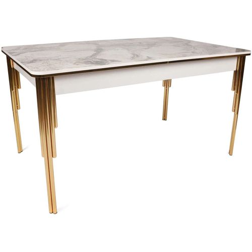 Table Repas Extensible Imitation Marbre Blanc Damla