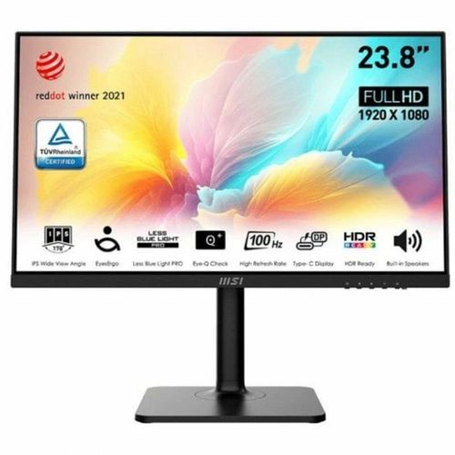 MSI Modern MD2412P - Écran LED - 24" (23.8" visualisable) - 1920 x 1080 Full HD (1080p) @ 100 Hz - IPS - 300 cd/m² - 1000:1 - 1 ms - HDMI, USB-C - haut-parleurs - noir