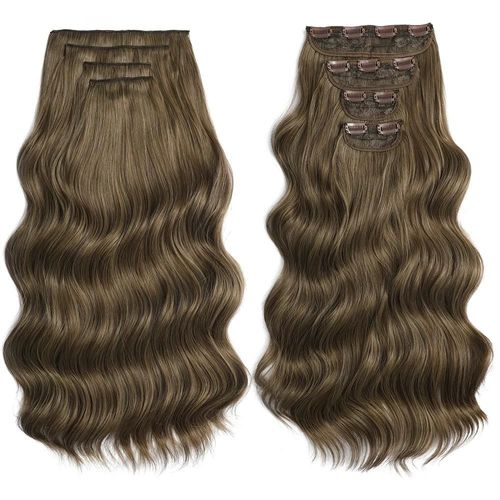 22 Pouces Extensions Capillaires Synthétiques Ondulées Bio À Clips,22 Pouces,4 Pièces/Lot,220g,Blondes,Tête Complète,Résistantes À La Chaleur,Pour Femmes 