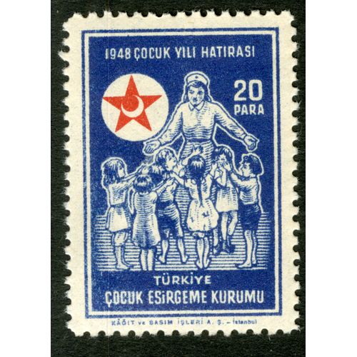 Timbre Non Oblitéré Turkiye Çocuk Esirgeme Kurumu, 1948 Çocuk Yili Hatirasi, 20 Para