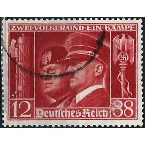 Allemagne, 3ème Reich 1941, Beau Timbre Yvert 687, Portraits De Hitler Et Mussolini, Filigrane Croix Gammées, Oblitéré, Tbe.