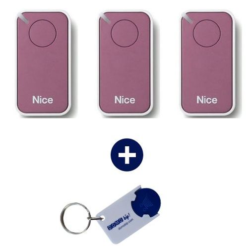 NICE - Lot de 3 TÉLÉCOMMANDE 1 canal INTI1L + 1 porte - clés DOMOBIP
