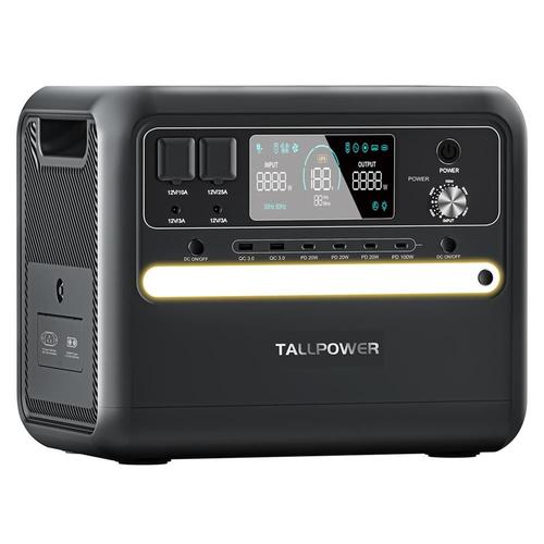 TALLPOWER V2400 Centrale électrique portable générateur solaire LiFePo4 2160 Wh, sortie CA 2400 W, puissance d'entrée réglable, PD 100 W USB-C, fonction UPS, lumière LED, 13 sorties