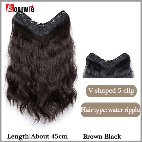 Aosi ¿ Postiche Synthétique Longue Et Lisse Ombrée À Clip,Faux Postiche Pour Femmes,Demi-Perruque En Forme De V,Noir Et Rouge