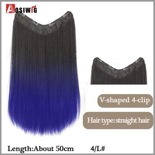 Aosi ¿ Postiche Synthétique Longue Et Lisse Ombrée À Clip,Faux Postiche Pour Femmes,Demi-Perruque En Forme De V,Noir Et Rouge