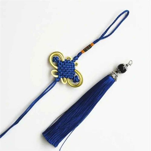 Pendentif Kung Fu Wushu Tai Chi,2 Pièces,Épée D'arts Martiaux,Pompon Court,Longueur 15cm + N?ud Chinois,Poignée D'épée,Décoration Suspendue - Type Dark Blue