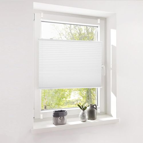 Store Plissé Sans Perçage Klemmfix, Blanc, 80 X 100 Cm, En Tissu, Protection Solaire Et Brise-Vue, Facile À Monter Et Tendu, Montage Facile, 4 Serrures, Pour Fenêtre Et Porte[OCC712762]