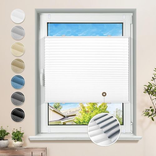 Klemmfix Store Plissé Occultant Thermique Sans Perçage - Blanc - 35 X 100 Cm - 100 % Occultant - Pour Fenêtre Et Porte Store Plissé Occultant Sans Perçage - Brise-Vue Et Protecti[Occ711224]