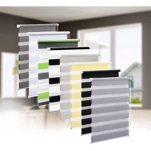 Store Double Klemmfix Sans Perçage,Store Enrouleur Double,95 Cmx130 Cm (Largeur Du Tissu 91 Cm),Store Brise-Vue Transparent Et Opaque,Avec Supports De Serrage Pour Fenêtres Et Port[Occ711847]