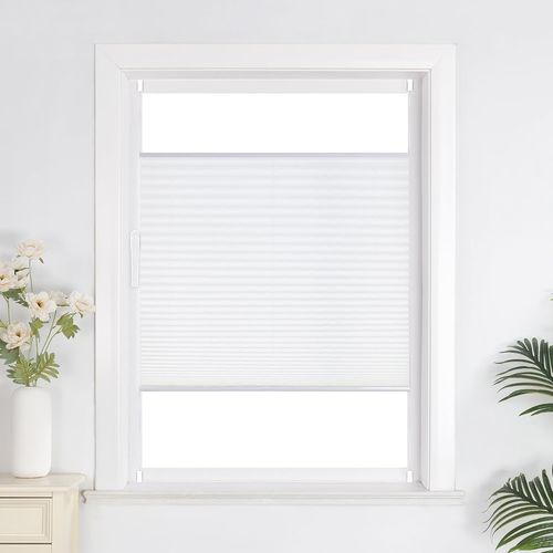 Klemmfix Store Plissé Sans Perçage, Protection Solaire, Translucide, Brise-Vue, Avec Supports De Serrage, Pour Fenêtre, Blanc, L75 X H 130 Cm[OCC711139]