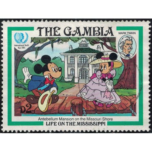 Gambie 1985 Oblitéré Used Manoir De Antebellum Sur La Côte Du Missouri Mickey Et Minnie Y&t Gm 552 Su