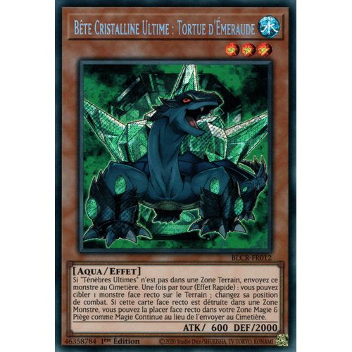 Yu Gi Oh ! Bête Cristalline Ultime : Tortue D'émeraude ( Blcr-Fr012 ) Secret Rare En Français