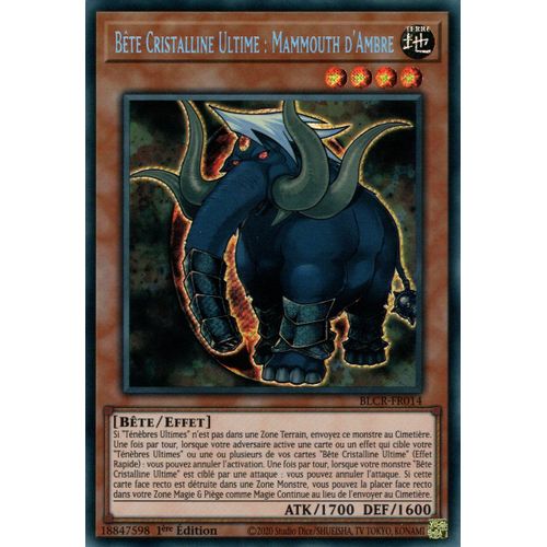 Yu Gi Oh ! Bête Cristalline Ultime : Mammouth D'ambre ( Blcr-Fr014 ) Secret Rare En Français